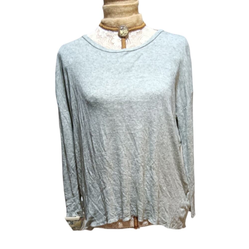 COS Gray Wool Blend Scoop Neck Long Sleeve Knit Top